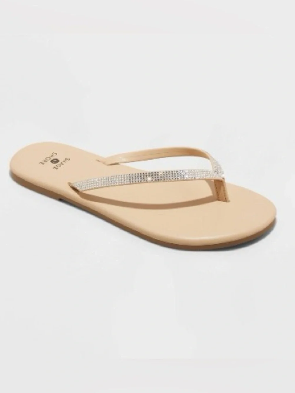 Shade & Shore Beige Rhinestone Thong Sandals Size 10